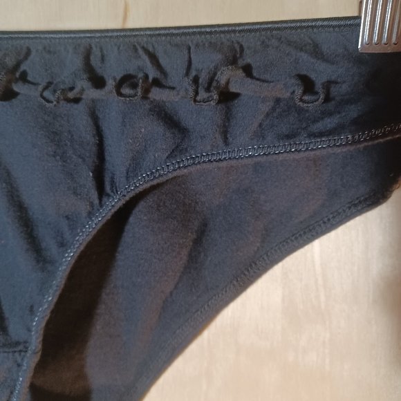 CANDIE'S VINTAGE 2PC Black Silver Trim Ruffle Babydoll Slip & Panty Set_Large - Picture 7 of 10